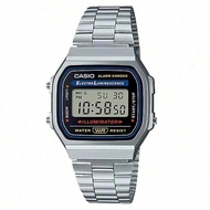 Men's/Women's Sporty Fashion Digital Watch A168WA-1, Retro Stainless Steel Strap Square Dial Watch, 