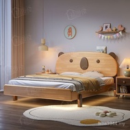 Double Bed Wooden Bed Oak Children's Bed Simple 1.2m Household Single Bed 1.5 Nordic Bedroom Solid W