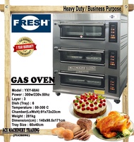 FRESH Gas Oven 3 Layer 6 Tray 0-300℃ Heavy Duty Business Use Commercial Use Gas Oven Food Oven Gas O