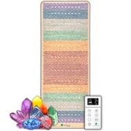 Rainbow Chakra Mat - Enhanced Reiki, Yoga and Massage - Electric Gemstone Heating Pad with Negative 