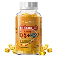 Mulittea 10000IU Vitamin D3+K2 Capsules Immune System Support Cardiovascular Health Bone Health Supp