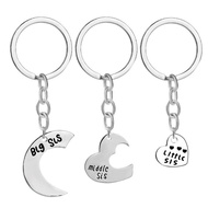 Creative Alloy Love Heart Three-Person Stitching Keychain Good Sister Pendant Simple Fresh Backpack 