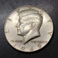 US Kennedy Half Dollar Silver Coin 1969