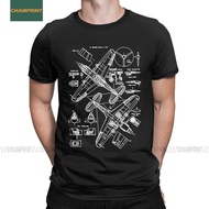 P-40 Concept Blueprints Spitfire Men T Shirts Fighter Plane WW2 War Pilot Aircraft Airplane Tees Sho