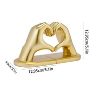 cod Golden Decorative Bookends for Shelves Heart Hands Book Ends Sculpture Aesthetic Decor for Bedro