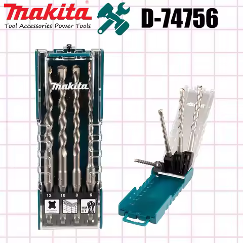 Makita D-74756 SDS-PLUS Hammer Drill Bit Set 4PCS 6mm 8mm 10mm 12mm TCT Electric Hammer Twist Drill 