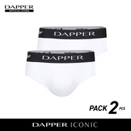 DAPPER [PACK 2 ชิ้น] กางเกงชั้นในชาย Dapper Iconic Pima Cotton ทรง Briefs สีขาว