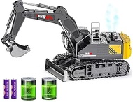 kkny 1/14 ScaleRemote Control Excavator Toy with Metal Bucket & Dozer Blade, 15-Channel RC Excavator