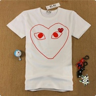 S Japan CDG PLAY Tee shirt White W red Outline