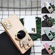 Samsung Galaxy A11 M11 A31 A51 A71 Cute Spaceman Mobile Phone Stand Housing Holder DIY Soft Silicone