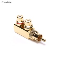 Fitow Gold Plated AV Audio Splitter Plug RCA Adapter 1 Male to 2 Female F connector FE