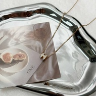 HERMES Mini Pop H奶茶色橢圓簍空項鍊