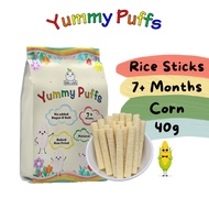 Baby Leaf Baby Leafy Yummy Puffs Corn Rice Stick 40g 7m+ (No Sugar - Baby Healthy Snack) 宝宝米饼