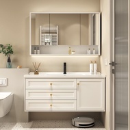 S-6💝Cream Style Bathroom Table Integrated Inter-Platform Basin Bathroom Cabinet Combination Sink Smart Mirror Wall-Mount