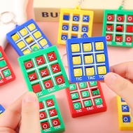 Mini Tic Tac Toe Chess Keychain Children's Triple XO Chess Training Toy Gift Rotating Game Chess Pen