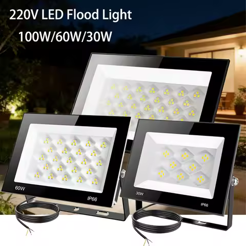 LED Flood Light 100W 60W 30W AC220V Reflector Outdoor Spotlight Street Light Led Exterior Wall Lamp 