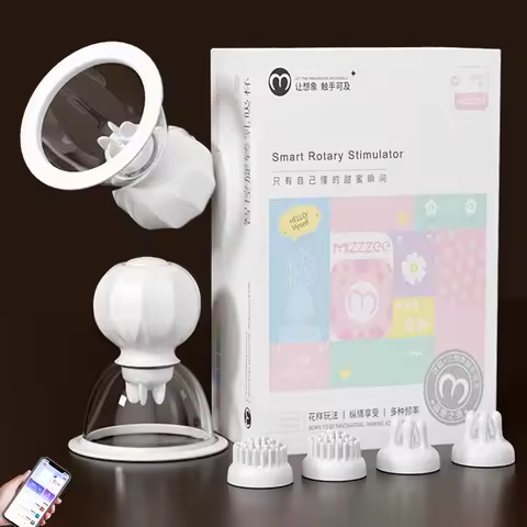 Dual Breast Suction Cup with 10 Modes Rotation Vibration Long Distance Smart APP Remote Rotating Nip