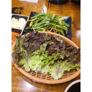 韓國進口塑料竹子水果籃蔬菜藍果籃生菜鏤空盤橢圓形籃烤肉蔬菜籃