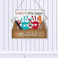 Custom Daddy's Little Helper Toolbox Craft DIY Baby Handprint Art For Father's Day, Dad Tools Handpr