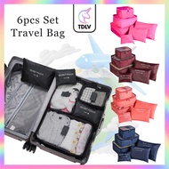 TDLV 7 COLORS 6pcs Set Travel Pouch Multi Size Organizer Bags In Bag Laundry (Extra Large) 6 Pcs Set