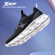 XTEP Running Shoes Men Lightweight Anti-slip Shock Absorption Black White Shoes