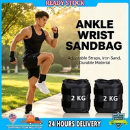 2kg*2pcs Ankle Weights Wrist Sandbag Pair with Adjustable Velcro Strap Durable Iron Sand Weight Brac
