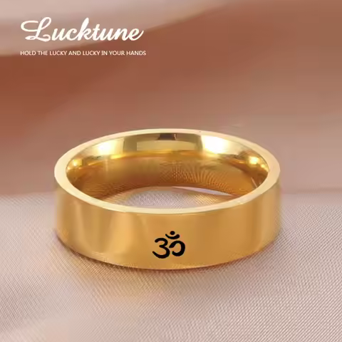Lucktune OM Hindu Yoga Meditation Rings Stainless Steel AUM Buddhism Spiritual Talisman Amulet Rings