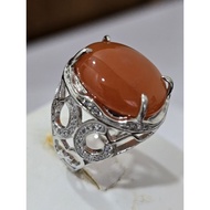 MERAH A77, South red agate ring with 925 silver inlaid, weight 7.7 grams, size: 2 pieces, size 13, g