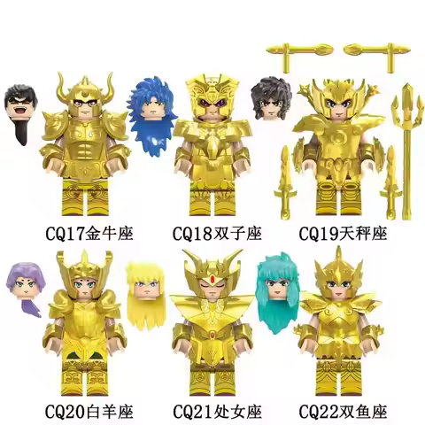 6/12Pcs/Set Anime Saint Seiya Building Blocks Athena Shiryu Ikki Golden Warrior Figures Bricks Carto