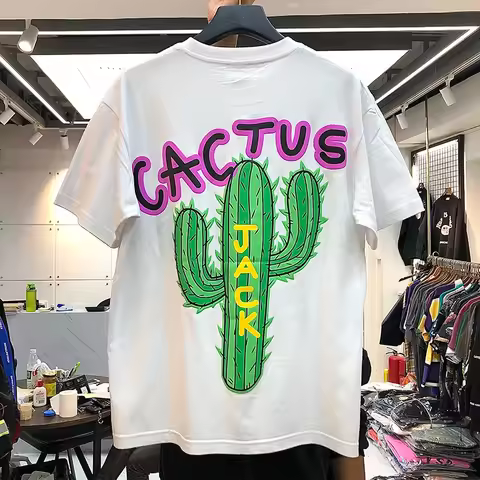 New luxury Cactus Jack Hip Hop Tshirts Travis Men's Hip Hop Cotton T-Shirt Streetwear Tee Top
