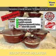 Dessini Granite Cookware 10 Pieces Full Glass Lid Set