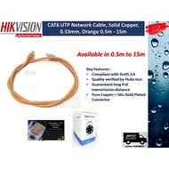 HIKVISION CAT 6 Cable - 4PR 24AWG 75oC UTP CAT6 Network Cable (Solid Copper, 0.53 mm, Orange) 0.5m -