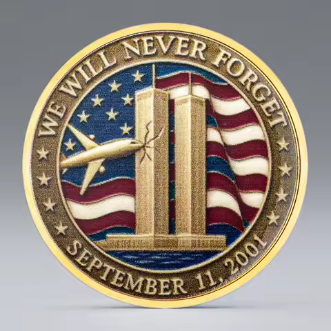 Honoring The Heros of 9.11 Gold Plated Commemorative Coin Never Forget September 11 Souvenir Coin