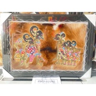 PANDAWA WAYANG WALL DECORATION MADE OF GENUINE LEATHER 70CM X 50CM WOODEN FRAME