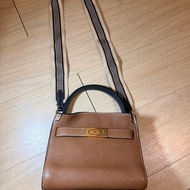 Tory Burch 棕色斜背包包（兩條肩背帶）贈同牌卡夾零錢包