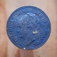 Koin Perak Kuno 1/2 Gulden Wilhelmina tahun 1929 - W355