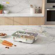 [12H] Portable Leak Proof Stainless Steel Lunch Box with 3partments for School