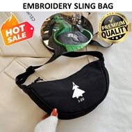 EMBROIDERY SULAM CHENGDU J-20 FIGHTER JET SILHOUETTE uniqlo Canvas Crossbody Shoulder Bag Tote bag S