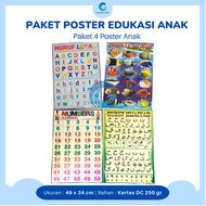 4-pack Of 4-pack Of Children's Educational Wall Posters Learn To Know, Numbers, ABC Alphabets, And A