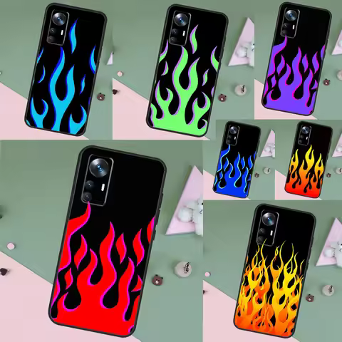 Blue Red Flame Fire Case For Xiaomi 15 13 14 Ultra 11T 12T 13T 14T Pro POCO X7 Pro X3 X5 F5 F6 M6 X6
