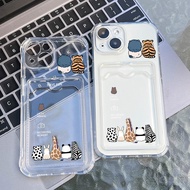 ID Card Slot Wallet Cases for iPhone 11 12 13 14 15 16 17 Pro Max case XS XR 7 8 Plus Cover