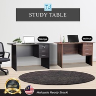 Classic Simple 4ft Table Wooden Office Study Table (Walnut) | Writing Study Table Dekstop Table Study Desk Study Home Office Study Table with 3 Drawers  | L120 x D60 x H74cm / Meja Belajar