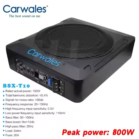 10 Inch Pure Bass Speaker Car Ultra Thin Sub Woofer Aluminum Car Under Seat Active Universal Sub Woo