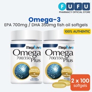 Megalive Omega 700/350 Plus Enteric Coated Softgel Capsules  (2x100's)