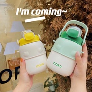 【LUCKY】Caka Thermos Cup 316 Stainless Steel Water Bottle Children's Thermos Water Bottle Handle Thermos Cup Straw Cup Accompanying Cup Straw Water Bottle Strap Water Bottle Cute Water Bottle