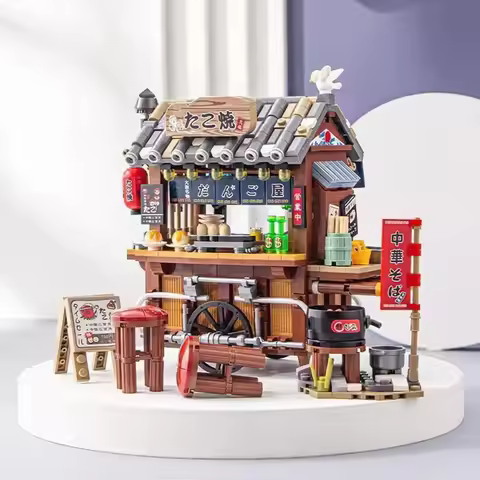 LOZ City Food Barbecue Stand Building Block Mini Takoyaki Streetview Hong Kong Food Stall Puzzle Dec