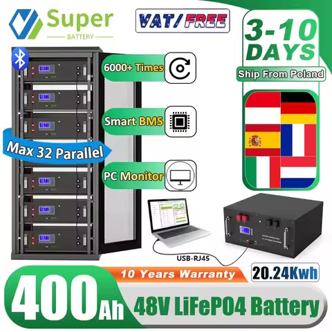 LiFePO4 48V 400Ah 20Kwh Battery 6500 Cycles 51.2V 100Ah 120Ah 150Ah 200Ah 300Ah 600Ah Lithium Solar 