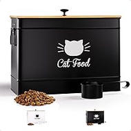 Cat Food Storage Container with Scoop - 15 lb (50 Cup) Capacity Metal Cat Food Container with Airtig