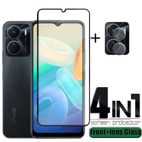 4-in-1 For Vivo Y16 Glass For Vivo Y16 Tempered Glass Phone Film Full Cover HD 9H Screen Protector F
