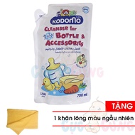 Nước rửa bình sữa Kodomo 700ml - dạng gói Tặng Khăn tắm cotton siêu mềm màu ngẫu nhiên 25x40cm